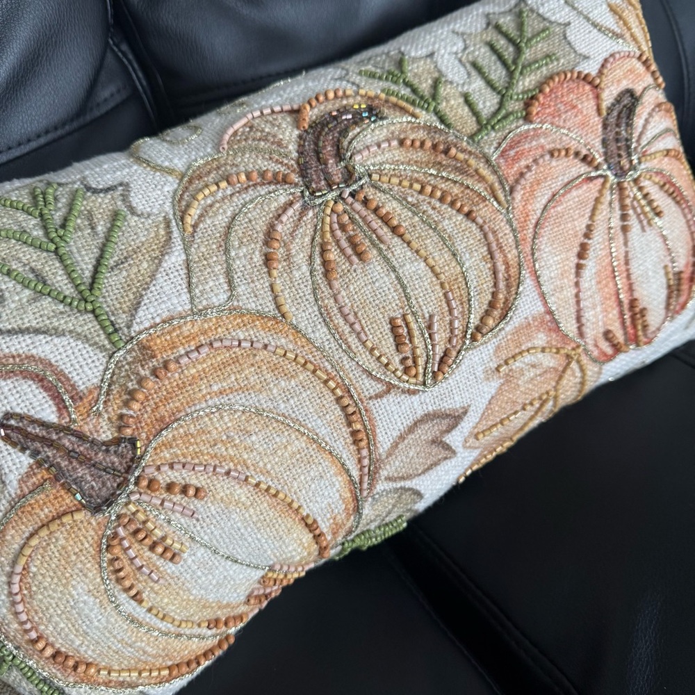 Hobby Lobby Beaded Pumpkin Lumbar Pillow Fall Autumn 2025 - Picture 3 of 9
